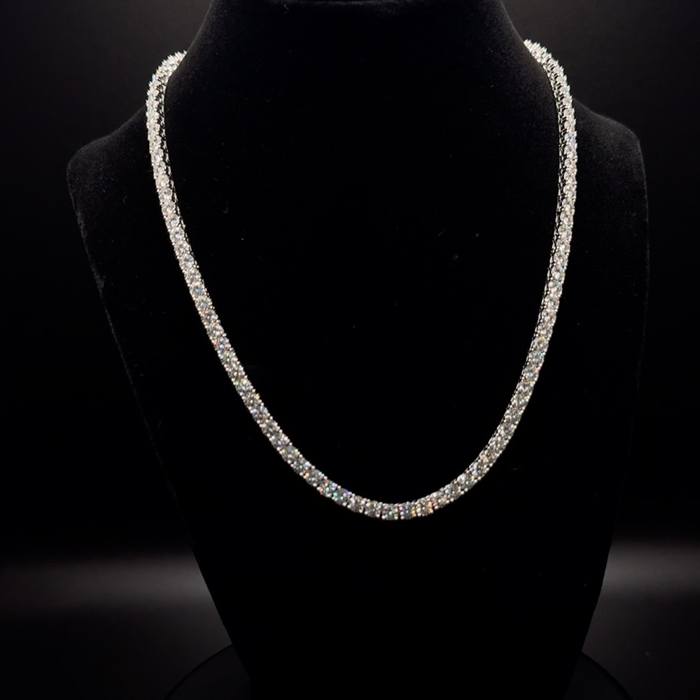 4mm 18” lab moissanite vvs1 Color D tennis necklace .925 solid chain